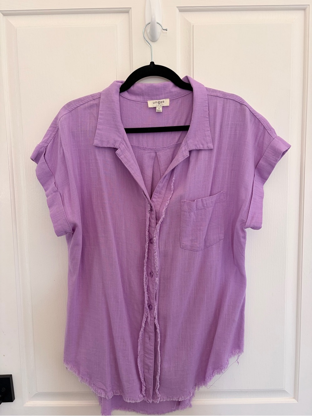 Umgee Lavender Button-Front Short Sleeve Shirt